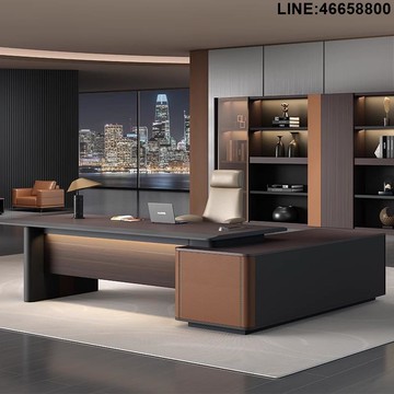 老闆桌 老板桌 經理桌 辦公桌 大班桌 免運 開立發票 高端辦公老板桌總裁桌簡約現代大班臺輕奢高級感董事長經理辦公室