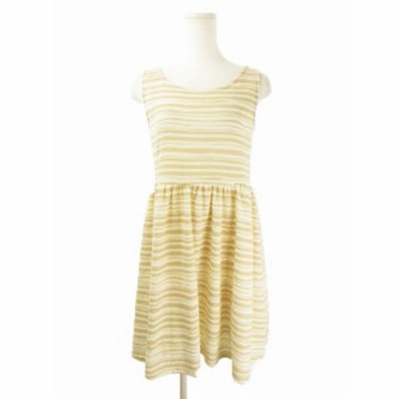 中古 オペーク Opaque ワンピース ギャザー ミニ ノースリーブ ボーダー 38 ベージュ 茶 ブラウン レディース 通販 Lineポイント最大1 0 Get Lineショッピング