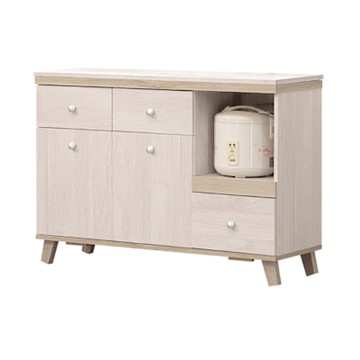 文創集 葛特亞雙色4尺岩板二門三抽拉盤餐櫃-121x41x85cm免組