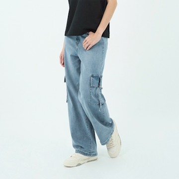 GIORDANO 女裝高彈力牛仔落地褲 Blue Classics系列 - 76 淺藍
