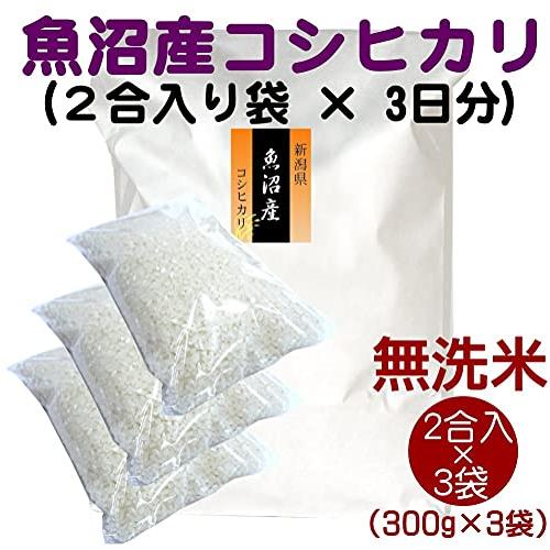 魚沼産コシヒカリ 無洗米 2合(300g)×3袋