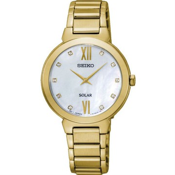 Seiko 精工錶 CS-B V115-0CT0G(SUP384P1) 太陽能晶鑽女錶 / 珍珠母貝面 30mm