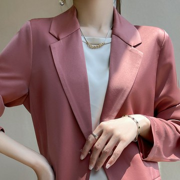 【巴黎精品】現貨+預購 緞面西裝外套休閒西服法式絲綢絲質外套-寬鬆休閒小西裝女外套6色a1be46