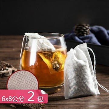 【荷生活】茶水分離耐高溫抽繩茶包袋 細密網孔無紡布拋棄式過濾袋-6x8公分2包組