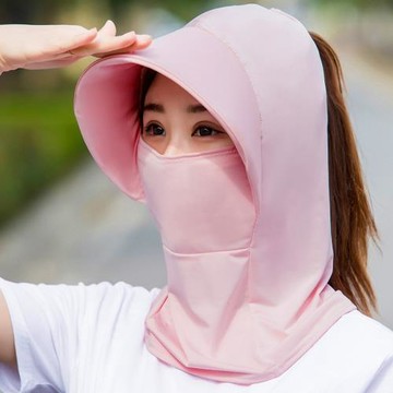 帽子女防曬遮陽帽防紫外線冰絲騎行防塵女太陽帽女士防曬面罩遮臉