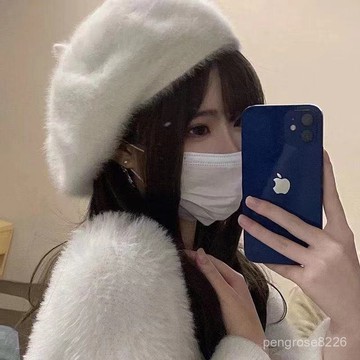 【優選精品】熱賣可愛白色兔毛茸茸毛絨貝雷帽女秋冬季週幼琳衕款顯臉小日係畵家帽ins日韓風 UBT1