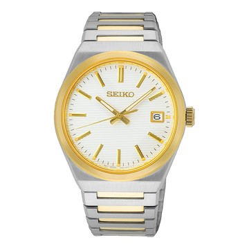 【SEIKO】精工 SUR558P1 藍寶石鏡面 日期 鋼錶帶男錶 6N52-00H0KS 白/金 39mm