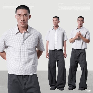「開久 Casual」CT11 格紋短版襯衫 日系 格紋襯衫 襯衫男 復古 罩衫 春夏外搭 條紋襯衫 層次穿搭