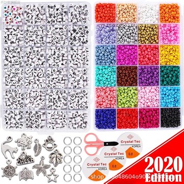 4玻璃米珠帶字母串珠材料 耳環手鏈飾品配件套裝 50009