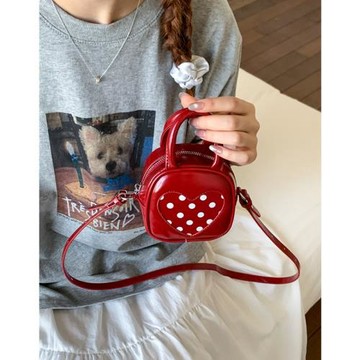 韓國小眾休閑迷你小方包包女2025新款潮夏季單肩斜挎包紅色手提包