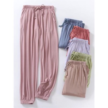 莫代爾長褲睡褲女夏冰絲收腿家居褲大碼寬松束腳褲夏季可外穿長褲