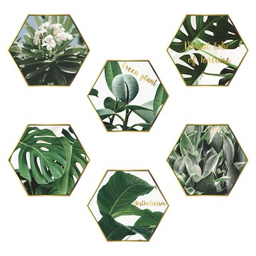 WA WALL ART 防水PVC 無痕設計壁貼 FX-C196 2張  植物/樹葉/相框/金屬邊框  90 x 30cm