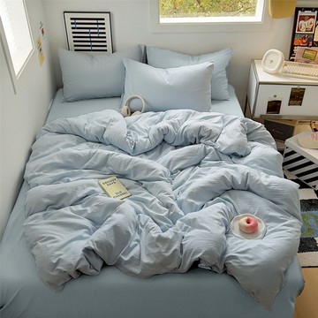 100%舒柔棉 素色床包3件組 台灣製 床墊套 + 枕套 2個  雙人  藍海夏威夷