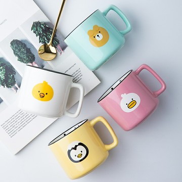 卡通馬克杯套裝4個 家用客廳陶瓷水杯套裝 出口歐式簡約咖啡杯子