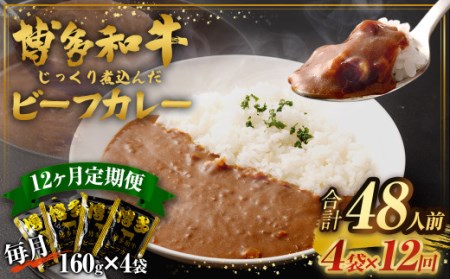 博多和牛 じっくり煮込んだビーフカレー レトルト 4人前 ×12回 カレー 定期 和牛 カレー