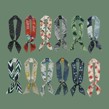 韓國細窄絲巾女春夏秋季小領巾飄帶發帶chic百搭長條裝飾綁包腰帶