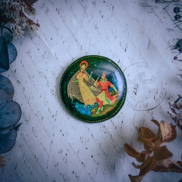 俄羅斯漆畫工藝胸針—歐洲古董首飾 Vintage Jewelry