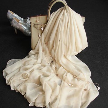 純色真絲絲巾女百搭裸色100%桑蠶絲春夏款洋氣時尚圍巾女旅游披肩