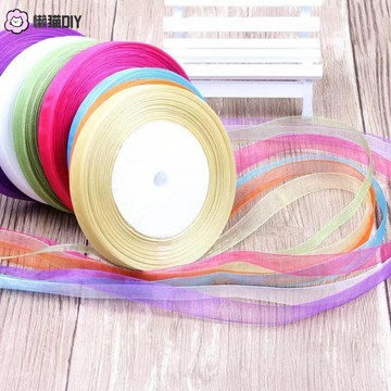 懶貓diy🎀 10mm雪紡紗帶diy手作髮夾頭飾彩色絲帶禮品包裝袋花環飄帶