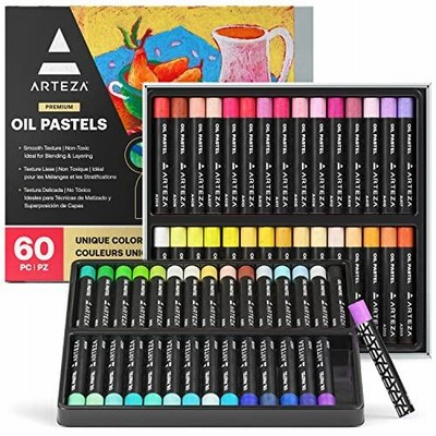 Arteza オイルパステル アーティスト用 60 ソフトオイルパステル アソートカラー ブレンドとスムージング用アーティスト用品 初心 並行輸入