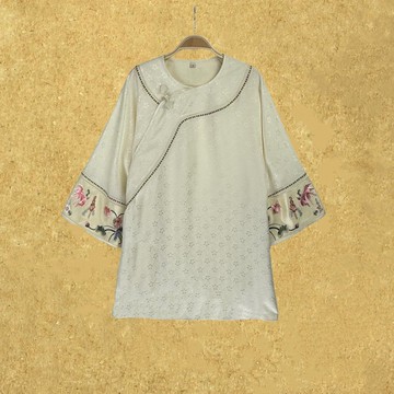 【禾安】 新中式復古/桑蠶絲百搭斜襟百搭款上衣