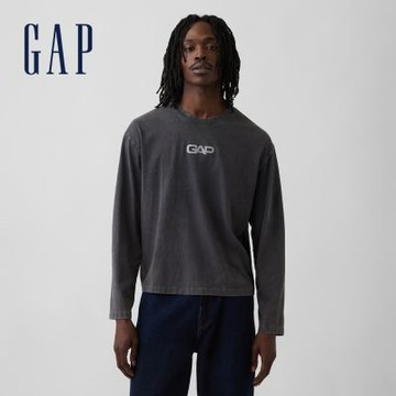 【GAP】寬鬆版Gap Logo短版T恤-黑色(866361)