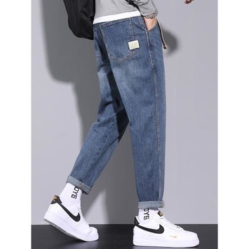 錐形牛仔褲男士薄款寬松直筒九分潮牌春夏季休閑長褲子2025新款