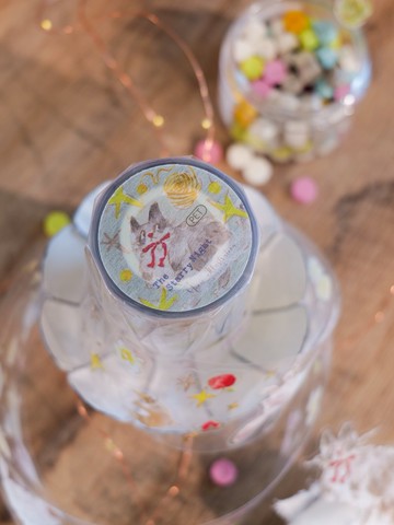 星空與貓 亮面燙金割型PET膠帶(特油加白墨含離型紙)