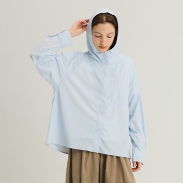 元動力 輕盈涼感彈力防曬連帽外套(淺藍；S-L)