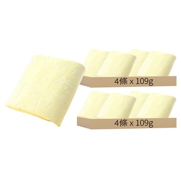 G123 小熊壓花浴巾 140 x 70cm 吸水速乾 親膚柔軟  奶油熊 黃色  109g  8條