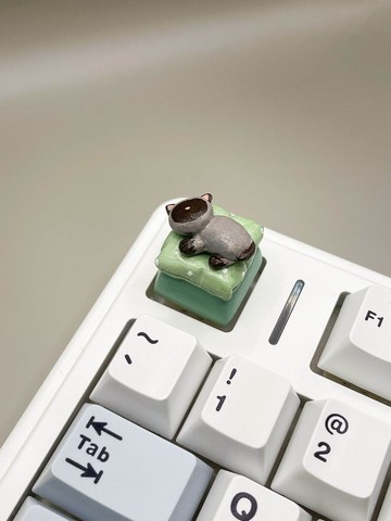 法蘭黏土手作- 貓貓午睡鍵 暹羅貓 - 機械鍵盤專用