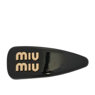 MIU MIU Logo 標誌漆皮皮革髮夾(黑色)