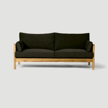 艾禮思木扶手沙發 兩人 橡木 深咖