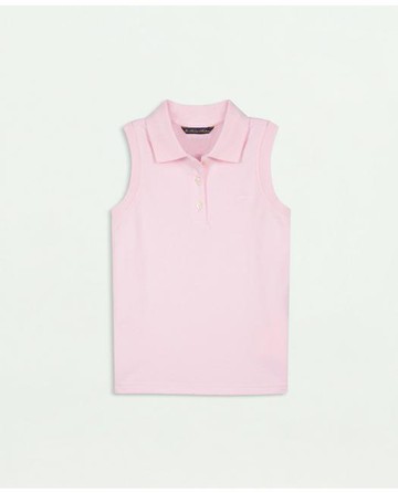 Brooks Brothers Girls Sleeveless Pique Polo Shirt | Light Pink | Size 12