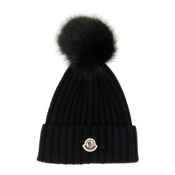 MONCLER Wool Beanie Pompom 羊毛 帽子 毛帽 黑色 L10933B00020M1131999