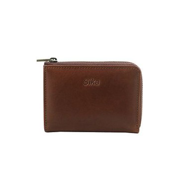 Sika真皮手工包 拉鍊零錢包(真皮包包/A8316-02深咖啡)
