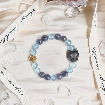 狐狸寶寶 招桃花 銀曜石 海藍寶 瑾青石 14K包金設計款 開運水晶