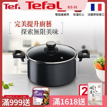 Tefal法國特福 極上御藏系列24CM不沾雙耳湯鍋-加蓋(電磁爐適用)(快)