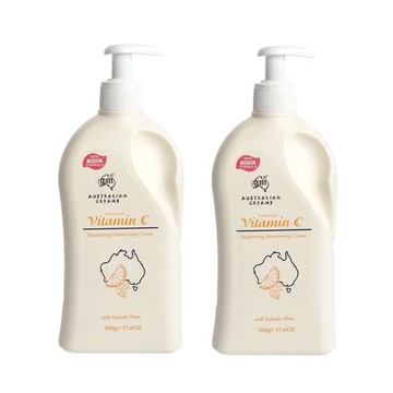 澳洲 G&M 維他命C亮白潤膚霜含卡卡杜家庭號(500g/瓶-2入組)