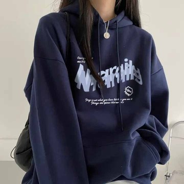 Vuja de 純棉連帽衛衣 大學t 薄衛衣 長袖上衣 oversize 帽t 潮流衣服 ins風 刷毛 印花 秋冬