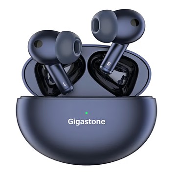 GIGASTONE 立達真無線降噪藍牙耳機 藍牙5.3 QI無線充電 ANC主動降噪 10mm動圈單體  TAQ1  藍色