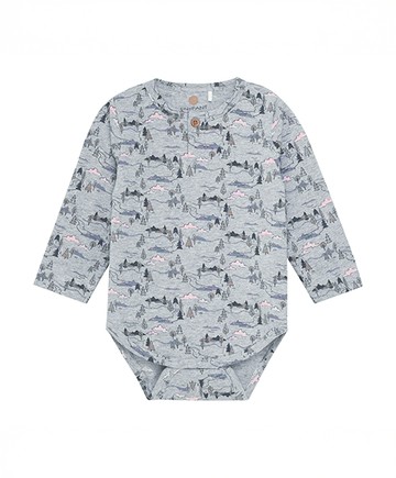 山水灰藍色長袖包屁衣62cm