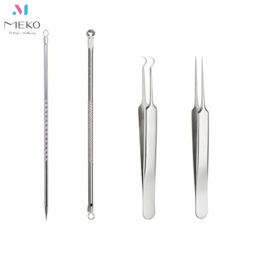 MEKO 不銹鋼粉刺夾青春棒4件組 /痘痘夾 【官方旗艦館】