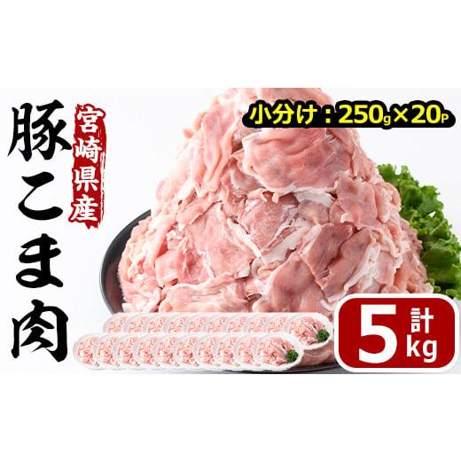 ふるさと納税 宮崎県 門川町 数量限定！宮崎県産豚こま切れ肉(計5kg・250g×20パック)便利で使いやすい小分け豚肉！1つ1つが使い切りサイズ！野菜炒…