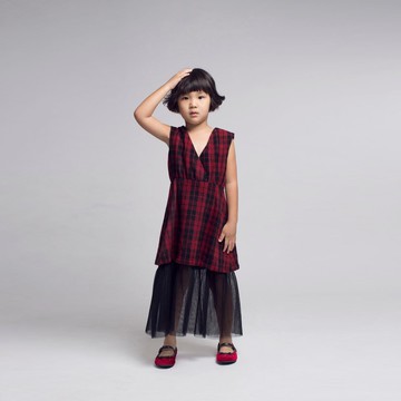 Mesh Skirt Tartan Check Dress / FW2016