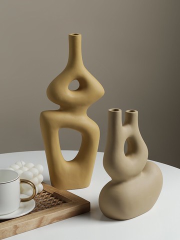 貝漢美北歐藝術簡約花瓶擺件莫蘭迪客廳樣板房玄關家居軟裝飾品