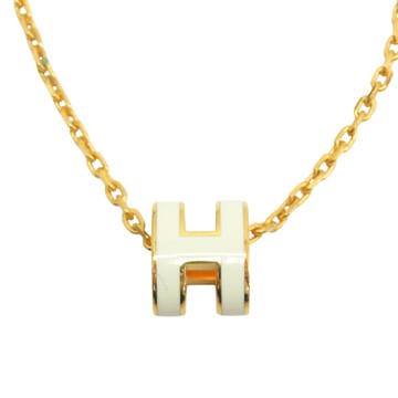 HERMES 愛馬仕 白色琺瑯 金色鍍金 H POP NECKLACE 項鍊 【二手名牌BRAND OFF】