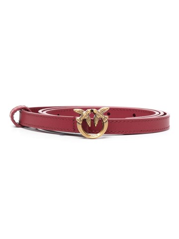 PINKO - Love Birds pebbled leather belt - women - Calf Leather - L - Red