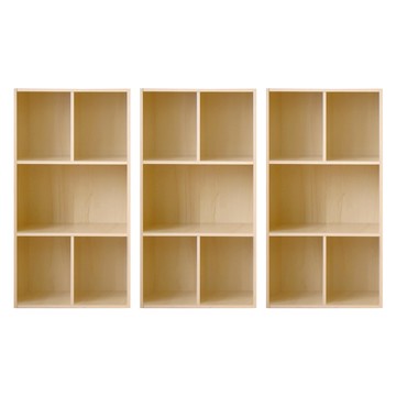 《HOPMA》簡約五格櫃(3入) 台灣製造 層櫃 置物櫃 矮櫃 收納櫃 儲藏櫃 書櫃 玄關櫃 門櫃 書架-楓木