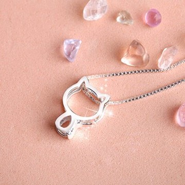 925純銀項鍊 吊墜-日韓簡約時尚小貓母親節情人節生日禮物女飾品73gj125【獨家進口】【米蘭精品】